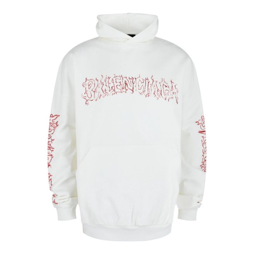 Balenciaga DYI Metal Outline Metal Hoodie White Mens